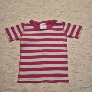 Hanna Andersson pajama top size 90 or 3 dark pink and white stripes VGUC